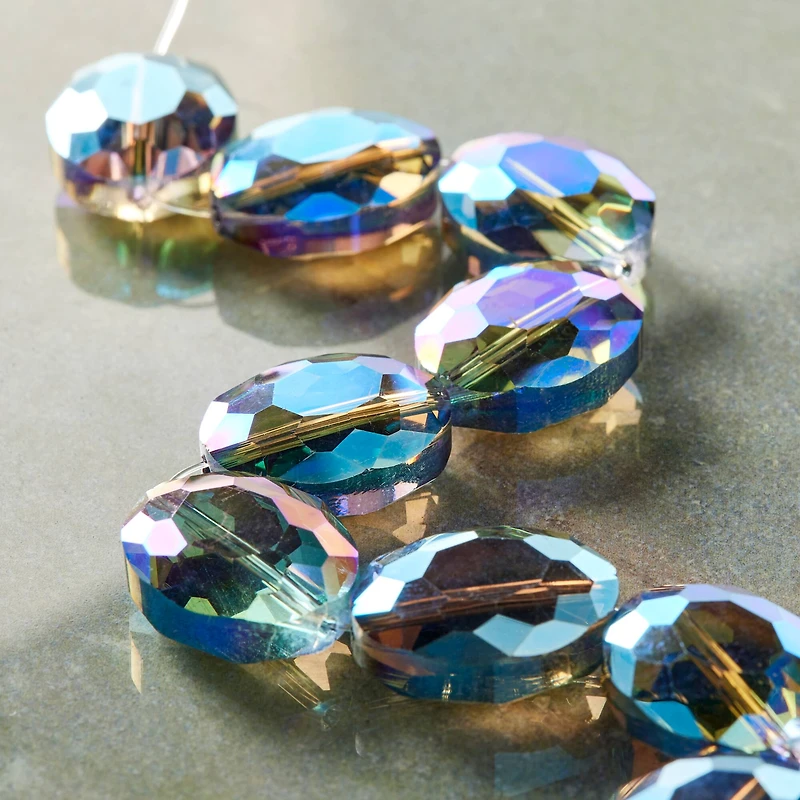 Blue Glass Faceted Oval Beads, 19mm by Bead Landing™