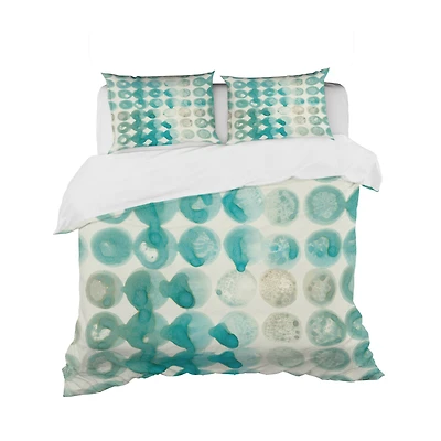 Designart 'Turquoise Watercolor geometrical II' Geometric Bedding Set