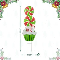 Glitzhome® 3ft. Metal Peppermint & Cupcake Yard Stake