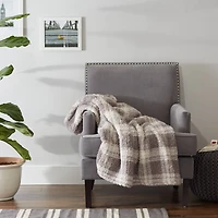 DII® Gray Farmhouse Plush Plaid Throw