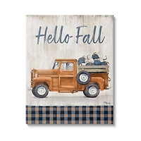 Stupell Industries Hello Fall Plaid Pumpkin Truck Canvas Wall Art