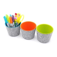 Welaxy Felt 3 Piece Orange, Green & Turquoise Storage Cups