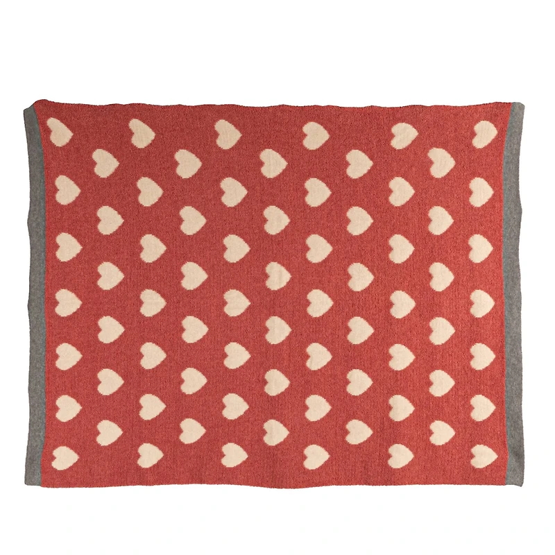 Hello Honey® Pink & White Hearts Cotton Knit Chenille Baby Blanket