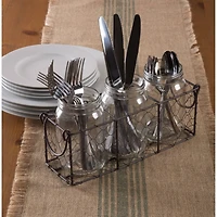 DII® Rustic Chicken Wire Flatware Caddy with Clear Jars