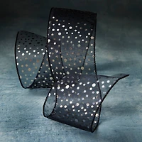2.5" x 3yd. Black Sheer Wired Dotted Ribbon by Celebrate It™ Classic