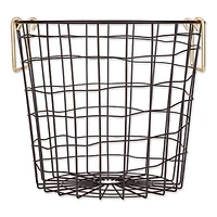 DII® Small Round Black Metal Basket with Gold Handles
