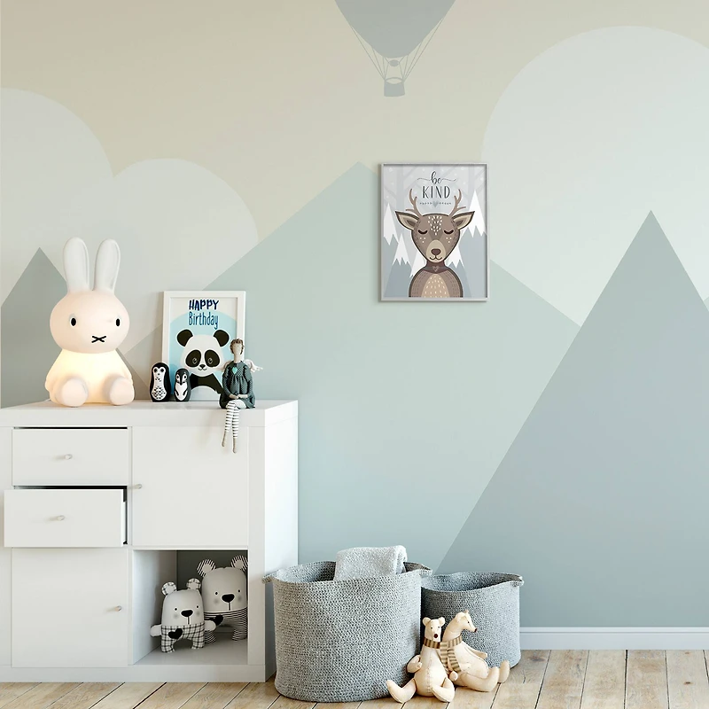 Stupell Industries Be Kind Deer Gray Framed Wall Art