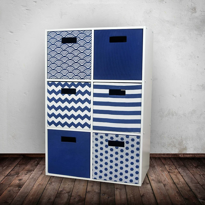 DII® 11" Nautical Blue Waves Cube Storage Bin