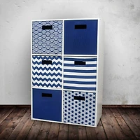 DII® 11" Nautical Blue Waves Cube Storage Bin