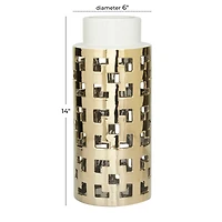 Gold Stoneware Glam Vase, 14" x 6" x 6"