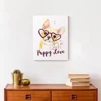 Heart Glasses Puppy Love 11" x 14" Canvas Wall Art