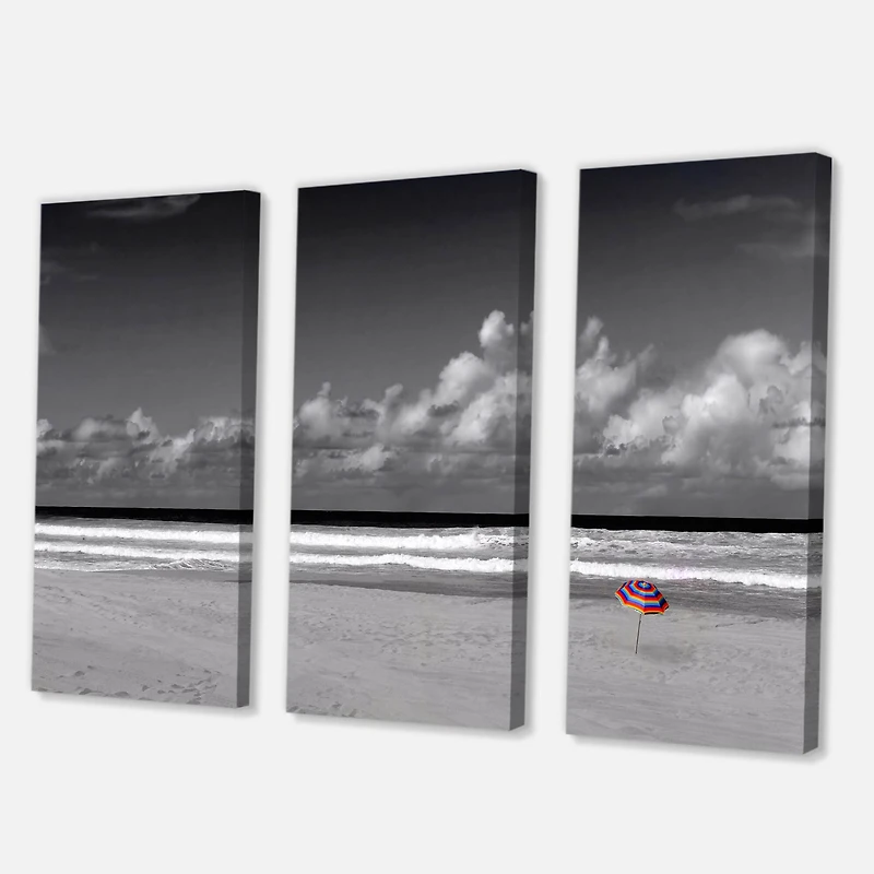 Designart - Monochrome Coastline Under Cloudy Sky