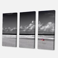 Designart - Monochrome Coastline Under Cloudy Sky