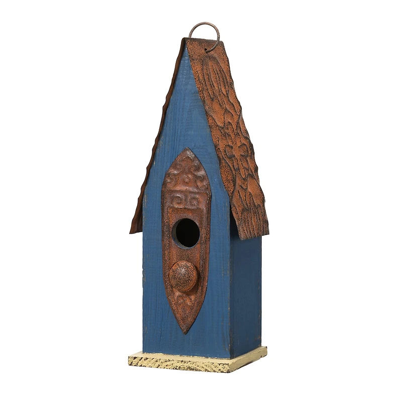 Glitzhome® 13" Hanging Distressed Wood Garden Birdhouse