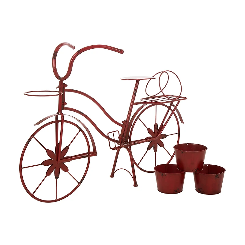 Glitzhome® 25.98" Red Metal Bicycle Planter
