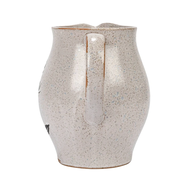Hello Honey® 50oz. White & Black Reactive Glaze Flower Design Debossed Stoneware Pitcher