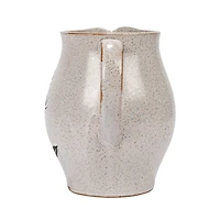 Hello Honey® 50oz. White & Black Reactive Glaze Flower Design Debossed Stoneware Pitcher
