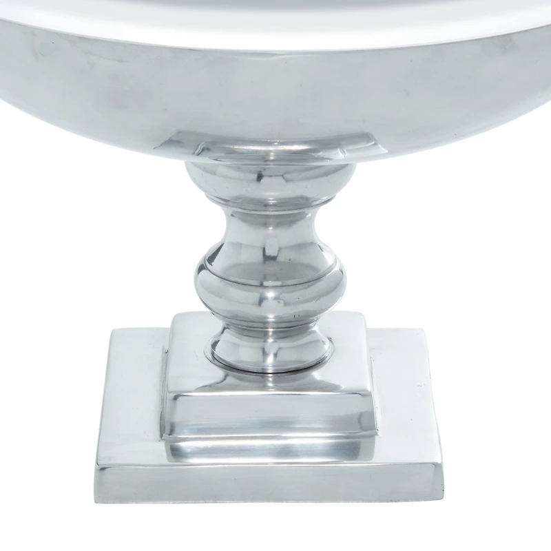 15" Silver Aluminum Traditional Decorative Bowl
