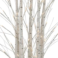 4ft. Pre-Lit White Birch Twig Tree Cluster Christmas Decoration, Warm White LED Lights