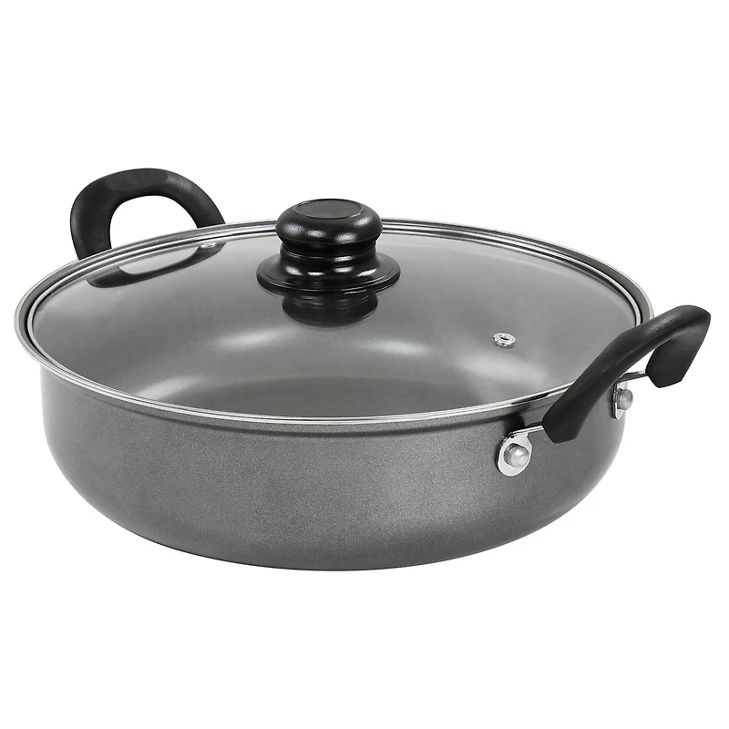 Gibson Everyday® 12" Highberry Gray Nonstick All Purpose Pan with Lid