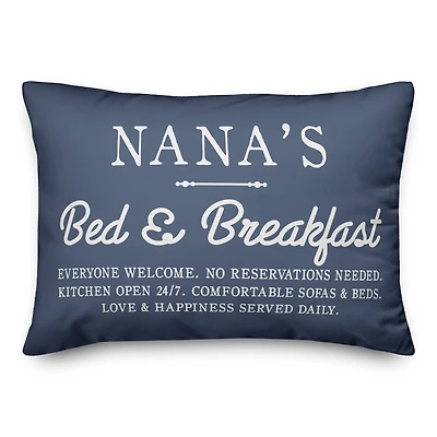 Nana's Bed & Breakfast Navy Throw Pillow