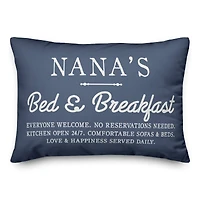 Nana's Bed & Breakfast Navy Throw Pillow