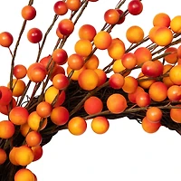 14" Orange & Red Berry Artificial Fall Harvest Twig Wreath