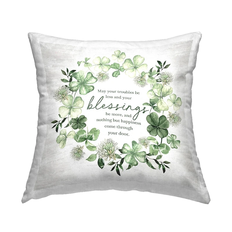 Stupell Industries Irish Proverb & Shamrocks Decorative Printed Throw Pillow
