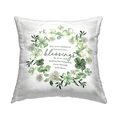 Stupell Industries Irish Proverb & Shamrocks Decorative Printed Throw Pillow