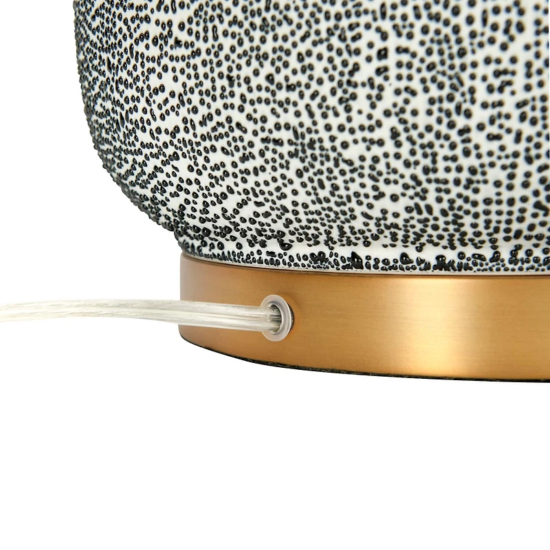 Hello Honey® 26'' Textured Blue Glaze Ceramic Table Lamp with Natural Linen Shade