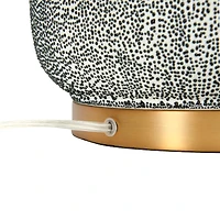 Hello Honey® 26'' Textured Blue Glaze Ceramic Table Lamp with Natural Linen Shade