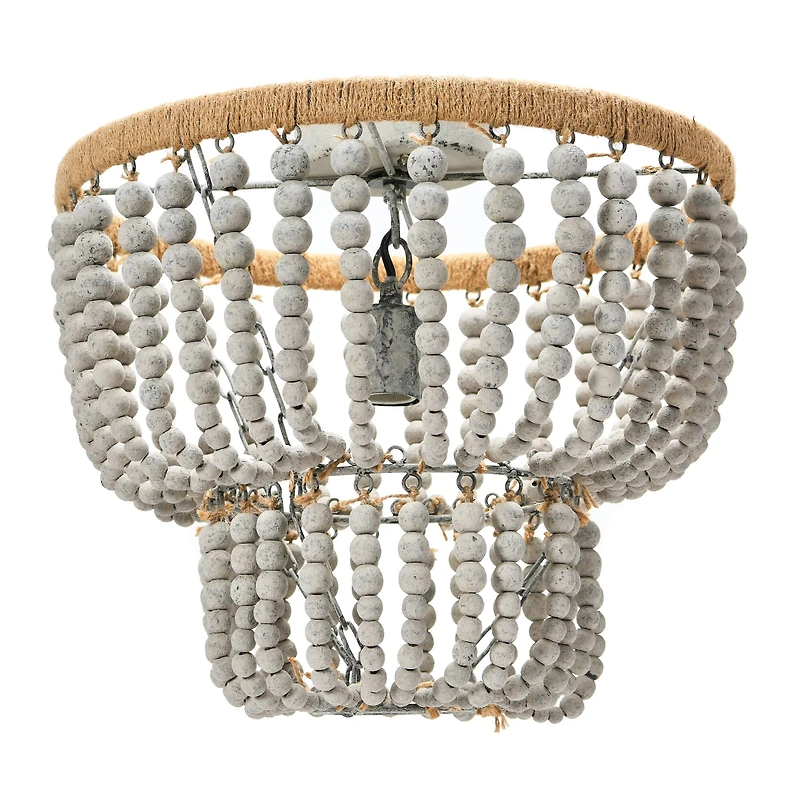 Hello Honey® Gray Wood Bead & Metal Semi-Flush Light