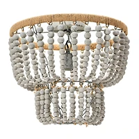 Hello Honey® Gray Wood Bead & Metal Semi-Flush Light