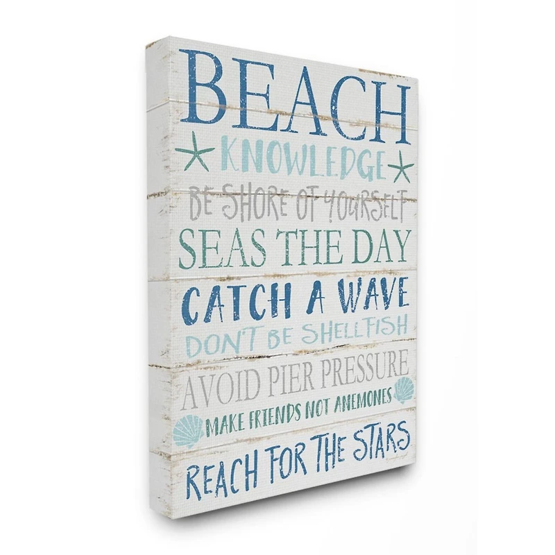 Stupell Industries Beach Knowledge Planked Wall Art
