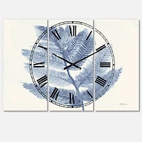 Designart 'Forest Ferns Blue Farmhouse Multipanel Wall Clock
