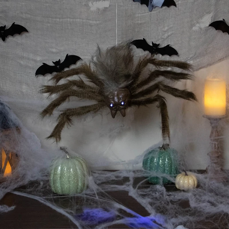 24" Brown Spider with LED Eyes Halloween Decoration