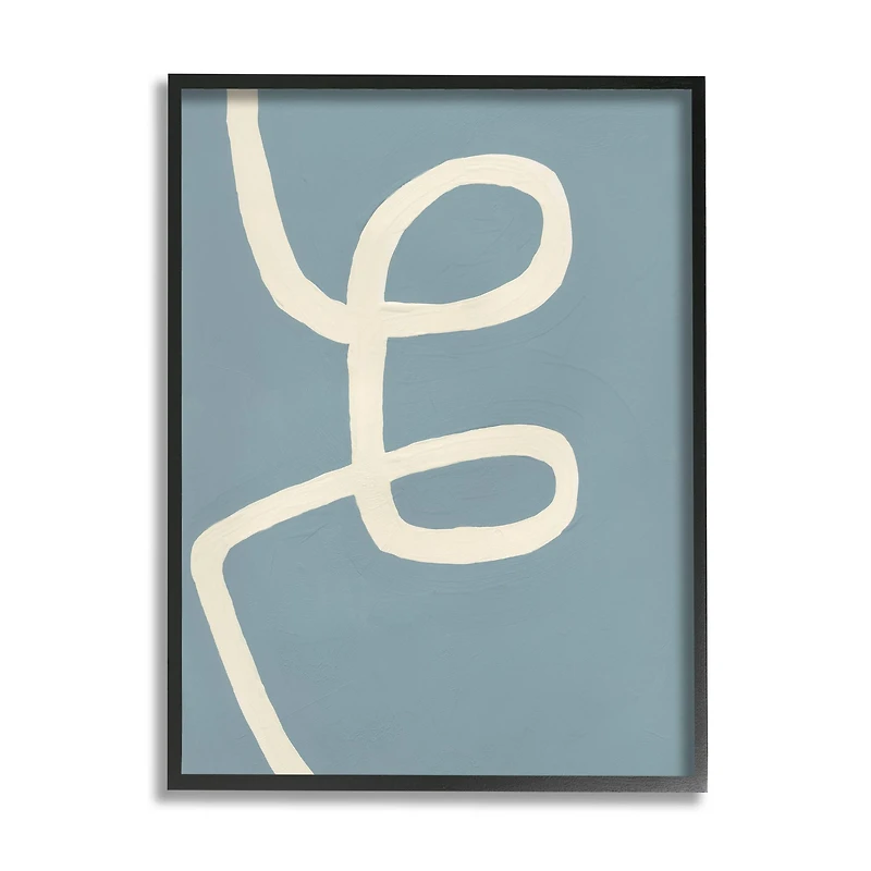 Stupell Industries Blue & White Abstract Curved Black Framed Wall Art