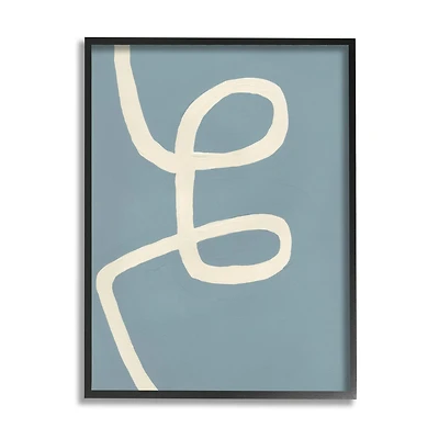 Stupell Industries Blue & White Abstract Curved Black Framed Wall Art