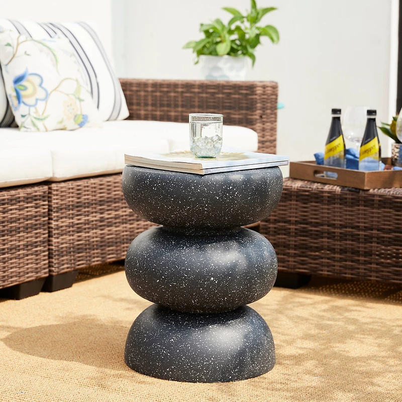 Glitzhome® 18" Multifunctional Faux Terrazzo Garden Stool