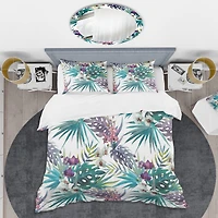 Designart 'Retro Floral Botanical Design II' Mid-Century Duvet Cover Set