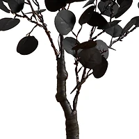 3ft. Pre-Lit Artificial Halloween Black Eucalyptus Tree with 80 Orange & Purple LED Lights