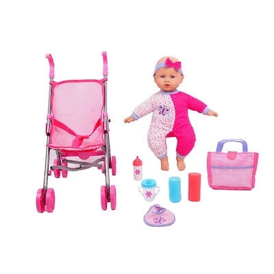 Gi-Go 14" Baby Doll With Stroller Set