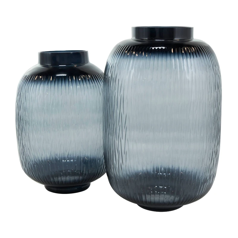 Black & Gray Ombre Glass Vase Set