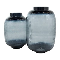 Black & Gray Ombre Glass Vase Set