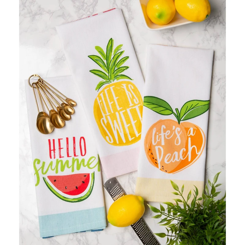 DII® Hello Summer Print Dishtowel, 3ct.