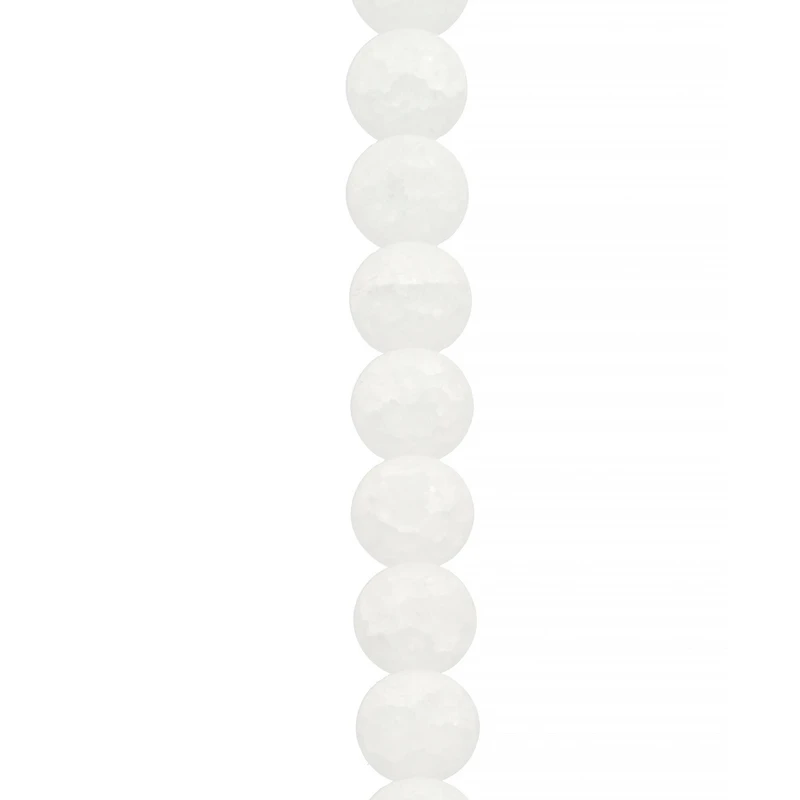 White Matte Crackled Quartz Round Beads, 12mm by Bead Landing™
