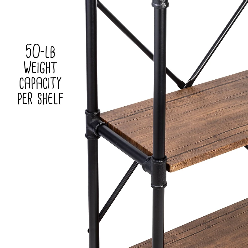Honey Can Do 3-Tier Industrial Black Bookshelf