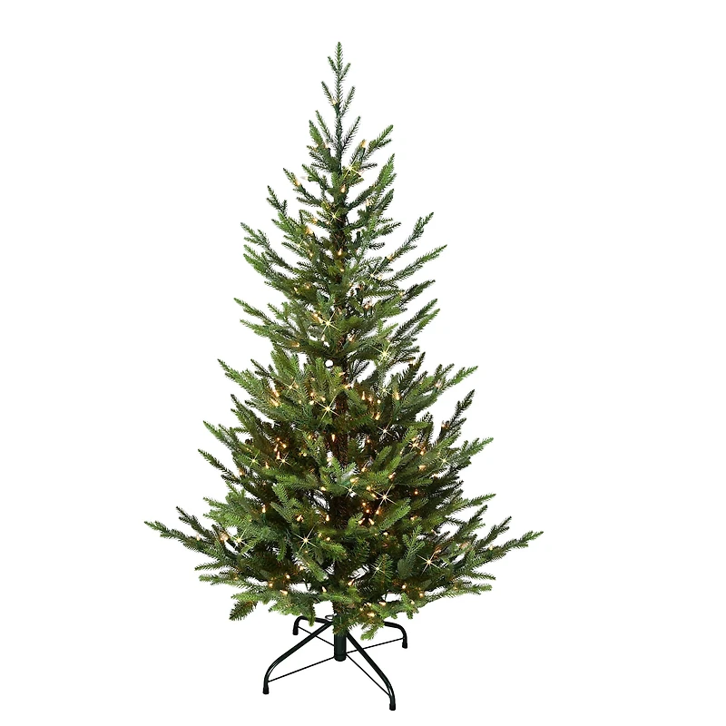 4.5ft. Pre-Lit Natural Fir Artificial Christmas Tree Insta-Shape®, Clear Lights