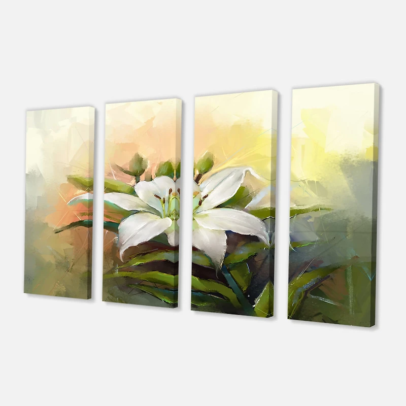Designart - White Lily Flower Oil Painting