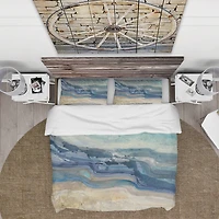 Designart 'Coast Blue Sea Waves Watercolour' Traditional Bedding Set